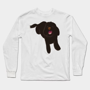 Smiling Black Fluffy Maltipoo Dog Long Sleeve T-Shirt